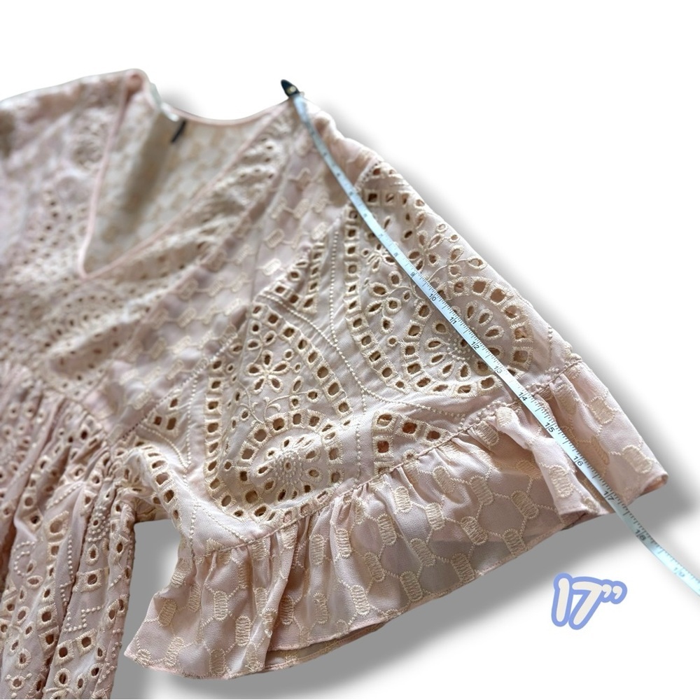 Anthropologie Akemi + Kin Pink Blush Eyelet Boho Babydoll Swing Dress 8 - Picture 6 of 11
